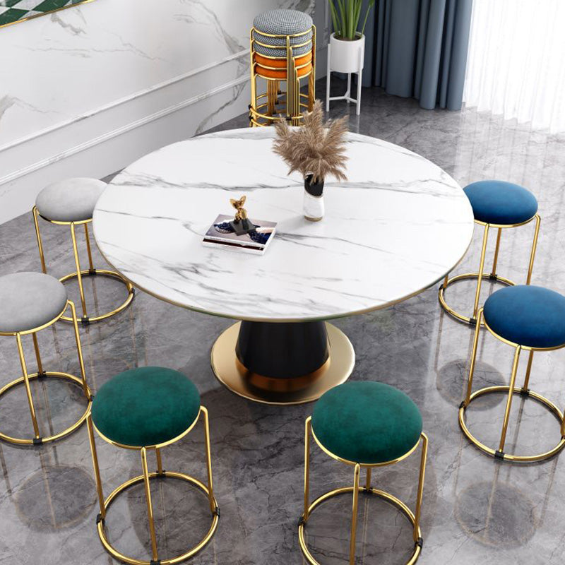 Velvet Scratch Resistant Ottoman Pure Color Round Glam Standard Round Ottoman