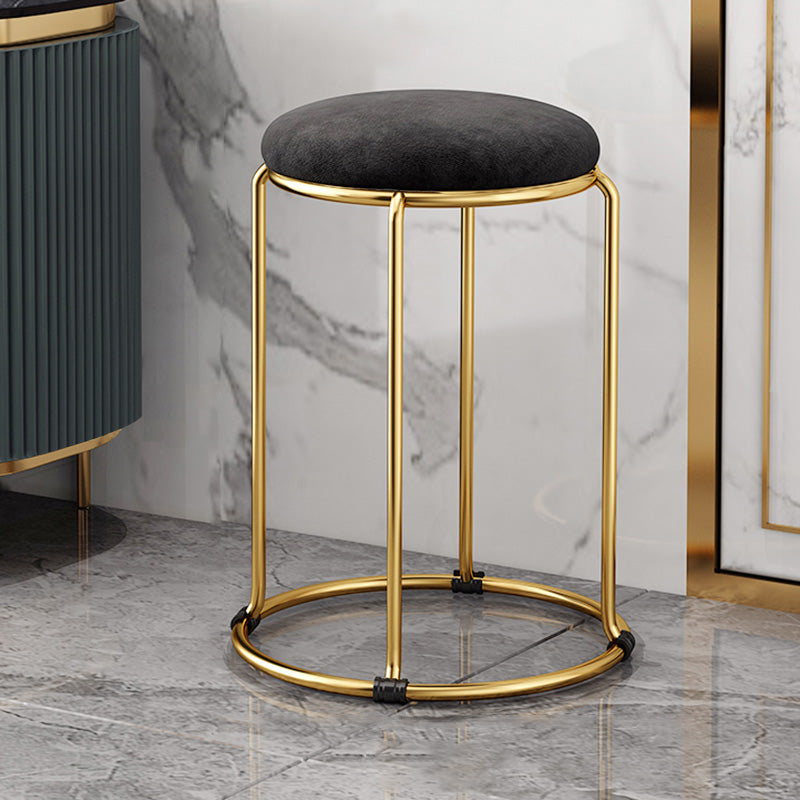 Velvet Scratch Resistant Ottoman Pure Color Round Glam Standard Round Ottoman