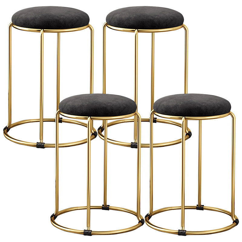 Velvet Scratch Resistant Ottoman Pure Color Round Glam Standard Round Ottoman