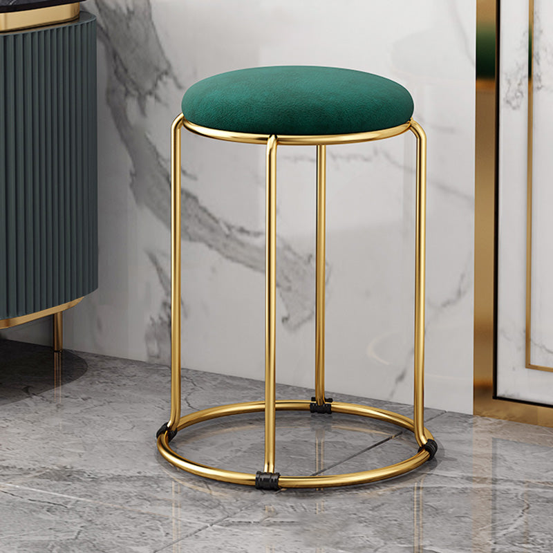 Velvet Scratch Resistant Ottoman Pure Color Round Glam Standard Round Ottoman