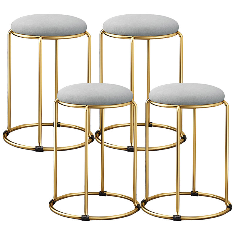 Velvet Scratch Resistant Ottoman Pure Color Round Glam Standard Round Ottoman