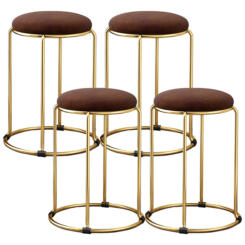 Velvet Scratch Resistant Ottoman Pure Color Round Glam Standard Round Ottoman