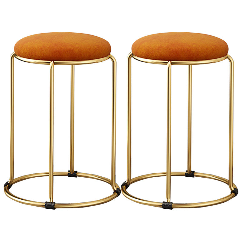 Velvet Scratch Resistant Ottoman Pure Color Round Glam Standard Round Ottoman