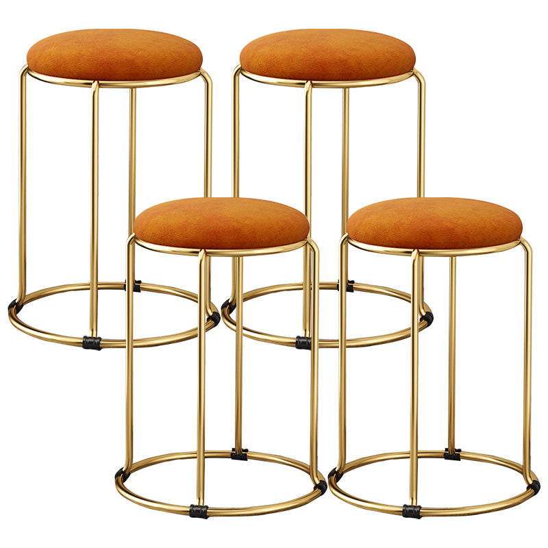 Velvet Scratch Resistant Ottoman Pure Color Round Glam Standard Round Ottoman