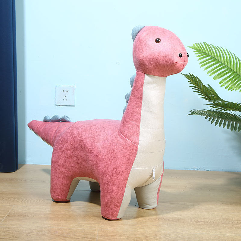 Modern Velvet Pouf Chair Contrast Color Dinosaurs Shape Water Resistant Chair Ottoman