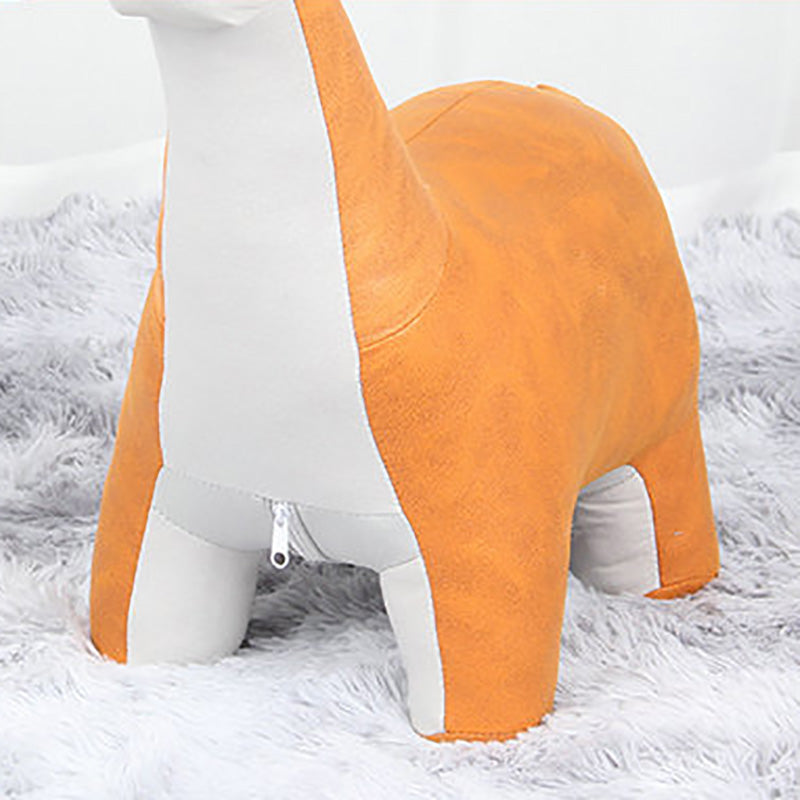 Modern Velvet Pouf Chair Contrast Color Dinosaurs Shape Water Resistant Chair Ottoman