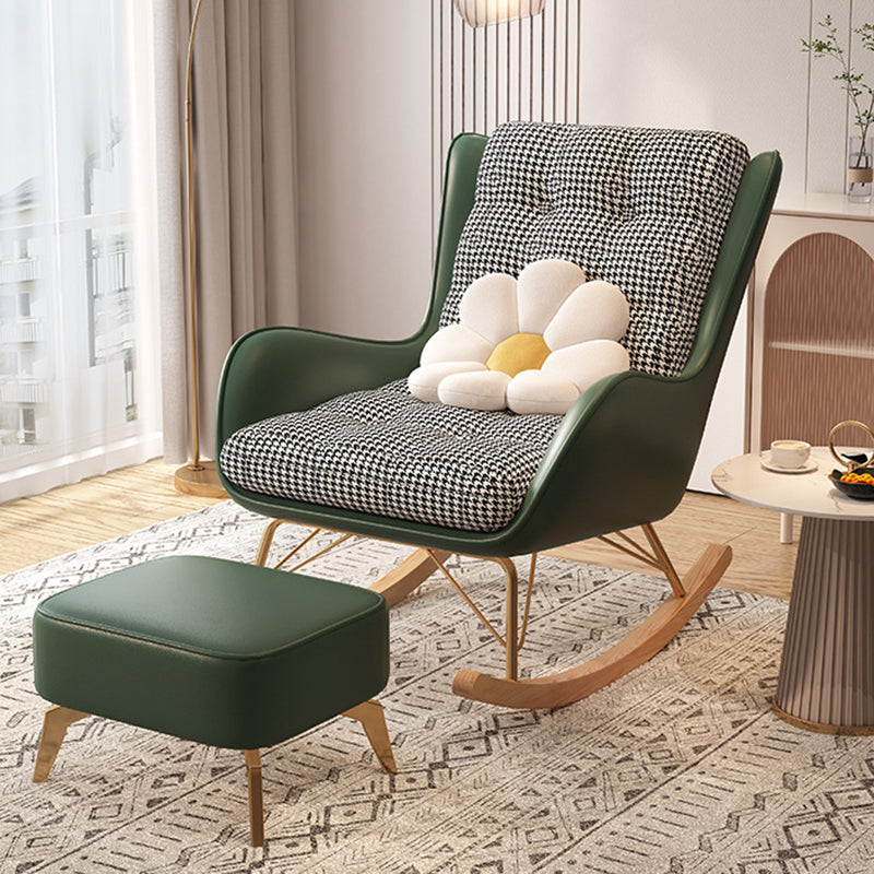 Upholstered and Metal Rocker Glam with Padded Seat Rocking Chair Slipcovered