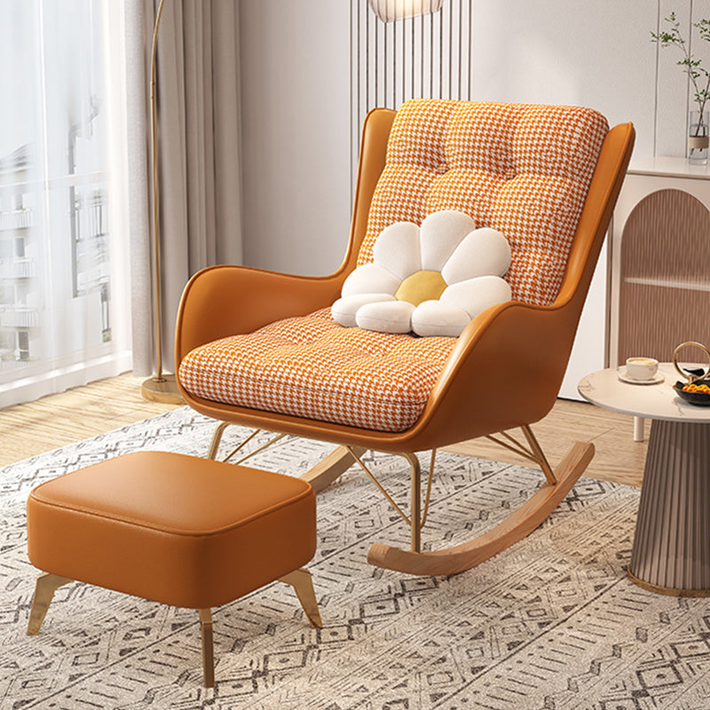 Upholstered and Metal Rocker Glam with Padded Seat Rocking Chair Slipcovered