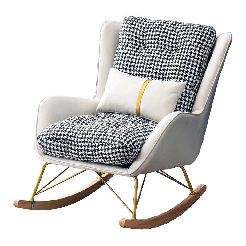 Upholstered and Metal Rocker Glam with Padded Seat Rocking Chair Slipcovered