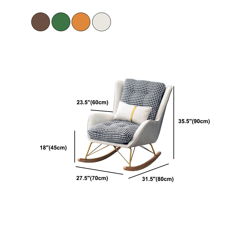 Upholstered and Metal Rocker Glam with Padded Seat Rocking Chair Slipcovered