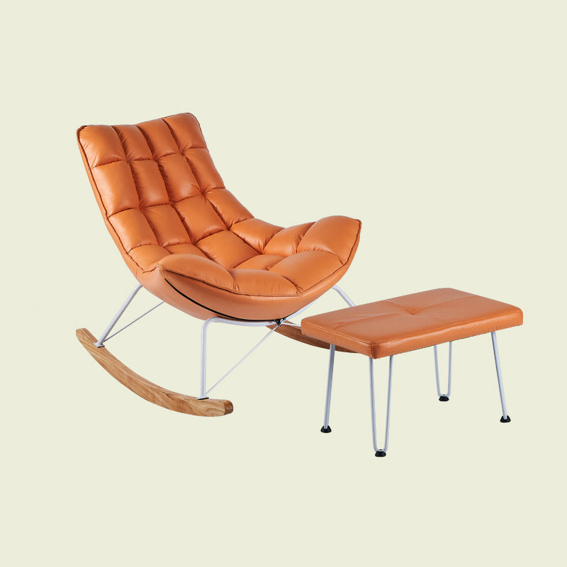 High Back Rocking Chair Ergonomic with Padded Seat Rocker Chair  with Ottoman