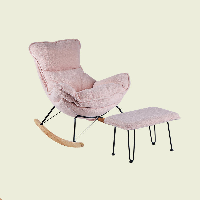 High Back Rocking Chair Ergonomic with Padded Seat Rocker Chair  with Ottoman