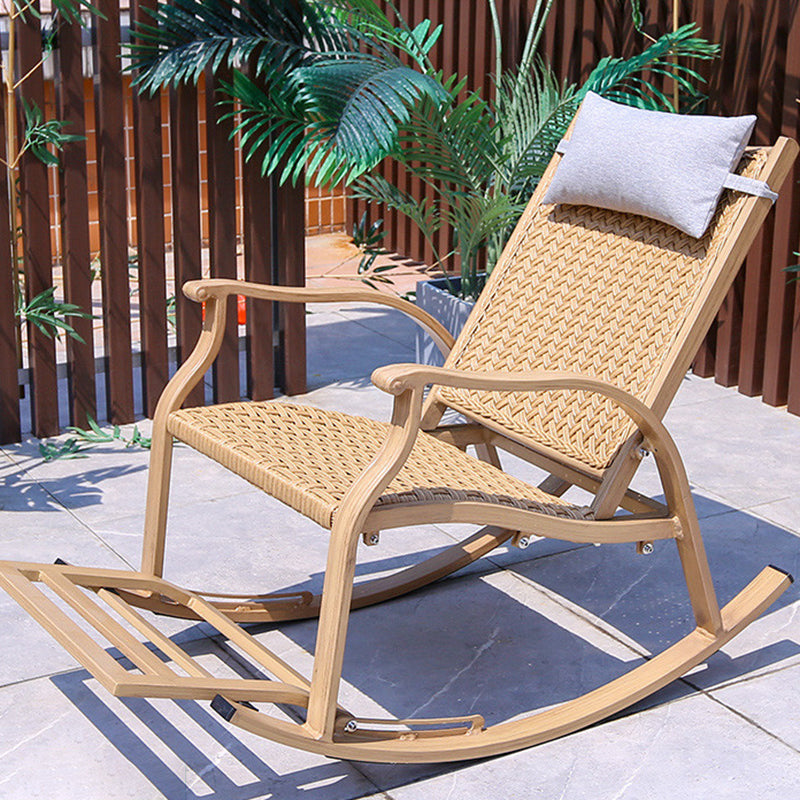Wicker Modern Rocking Accent Chair Ergonomic Spindle Rocker Chair for Outdoor