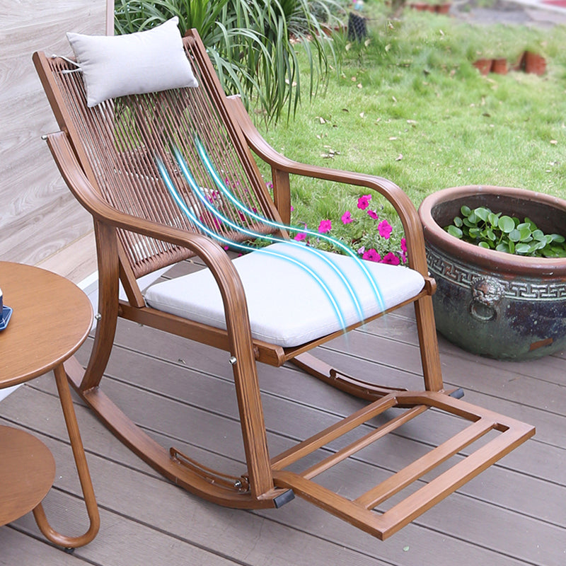 Wicker Modern Rocking Accent Chair Ergonomic Spindle Rocker Chair for Outdoor