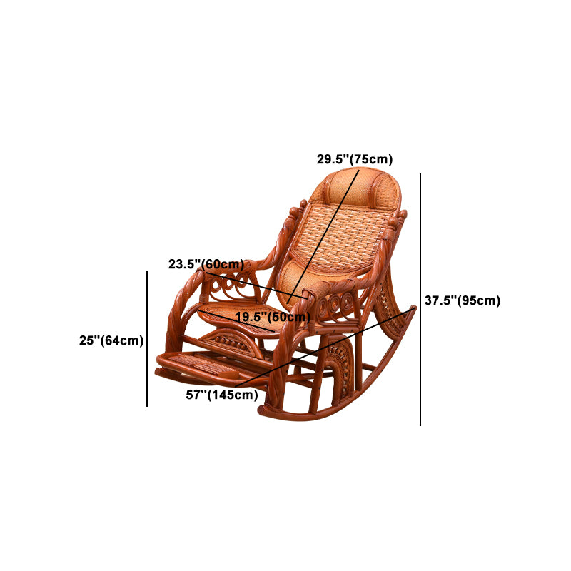 Traditional Spindle Rocking Chair Tobacco Finish with Pillow Rocker Chair Wicker
