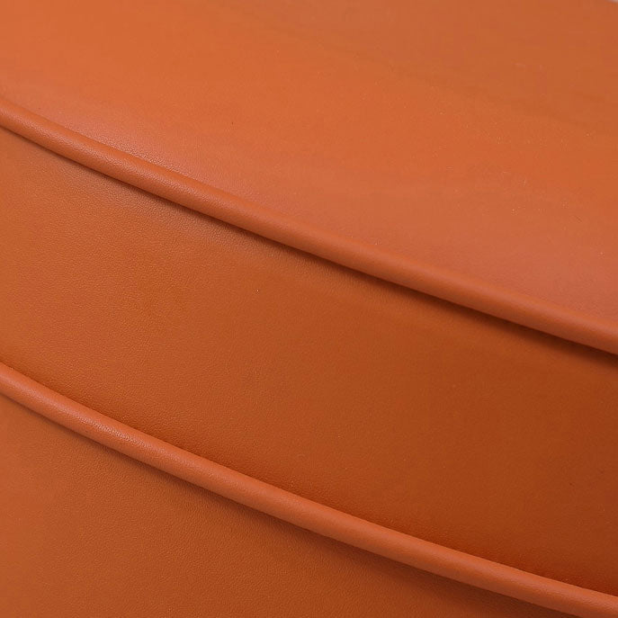 Orange Faux Leather Pouf Modern Pure Color Round Indoor Pouf