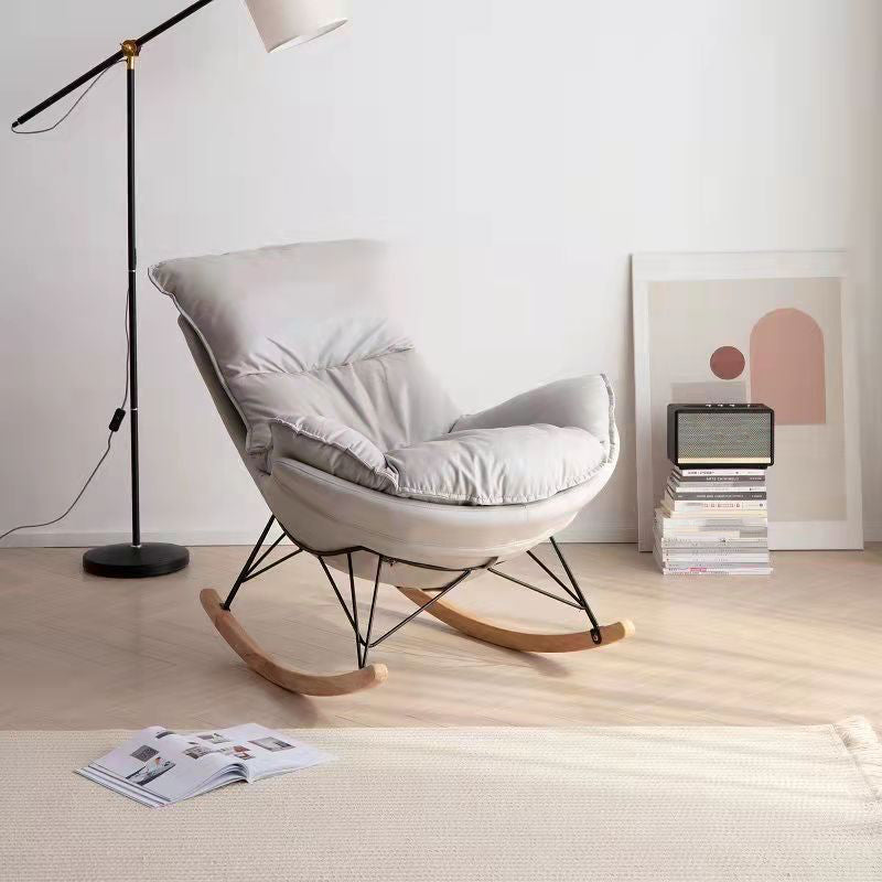 Leisure Pure Color Glider Chair Faux Leather Water Resistant with Ottoman