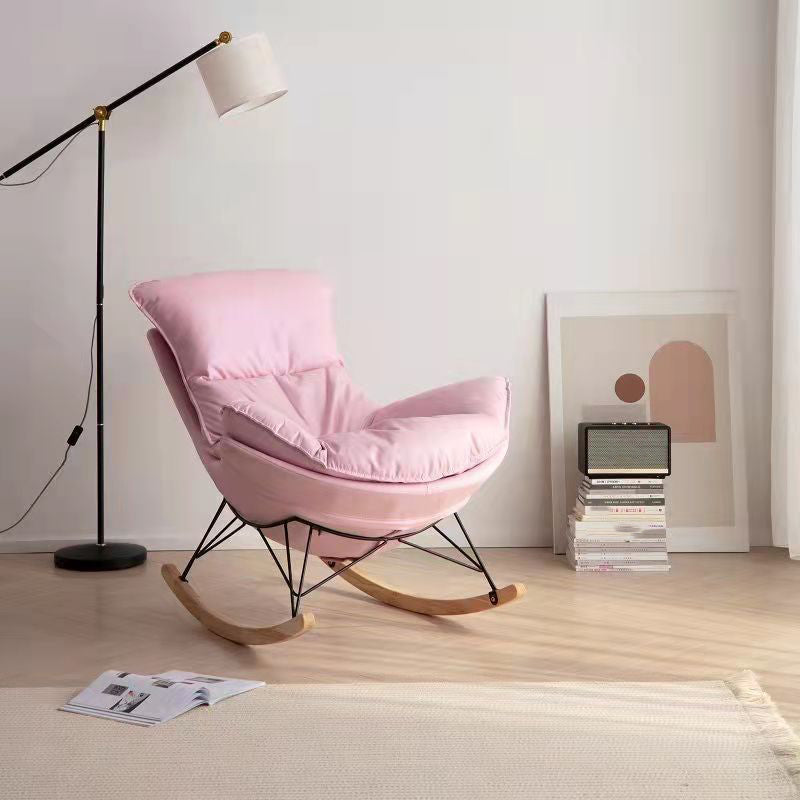 Leisure Pure Color Glider Chair Faux Leather Water Resistant with Ottoman
