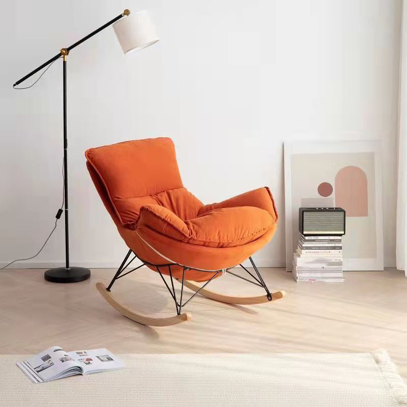 Leisure Pure Color Glider Chair Faux Leather Water Resistant with Ottoman