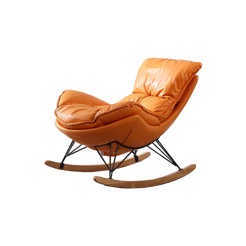 Orange Modern Rocking Chair Removable Cushions Rocker Chair with Ottoman