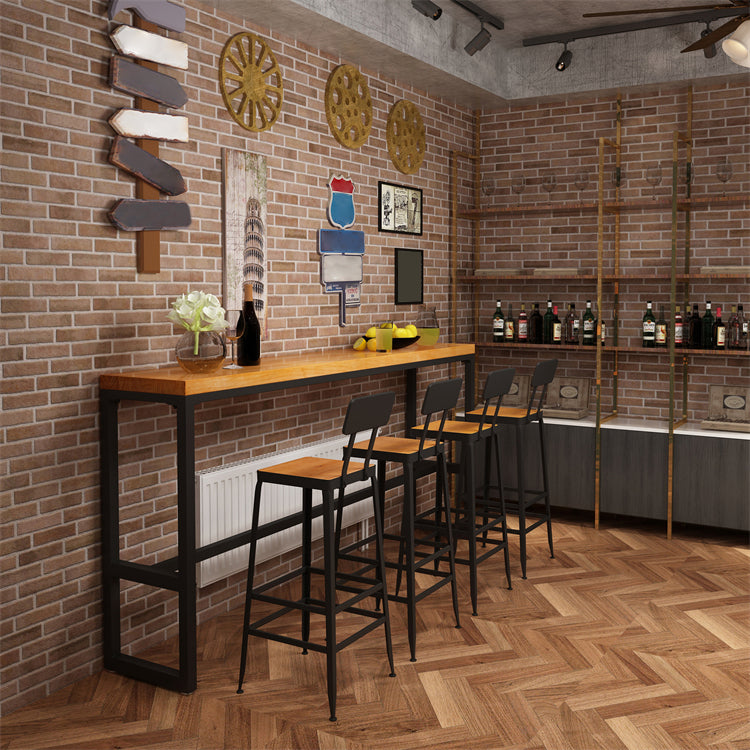 Industrial 1/2/5 Pieces Solid Wood Bar Table Set Fixed Counter Set