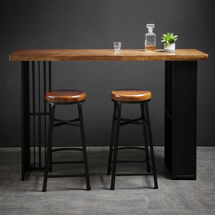 Indoor Glam Pub Set Natural 1/2/3 Pieces Wood and Metal Pub Table Set with Storage
