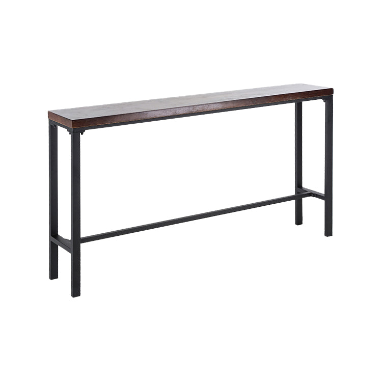 Industrial Rectangular Bar Pub Table Set 1/5 Pcs Solid Wood Top Bar Table with Iron Stools