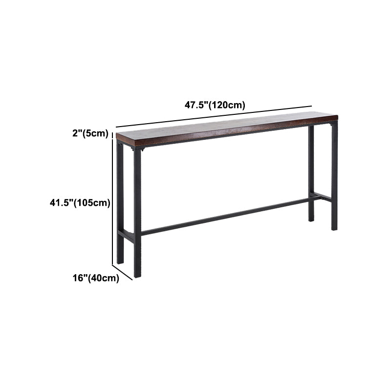 Industrial Rectangular Bar Pub Table Set 1/5 Pcs Solid Wood Top Bar Table with Iron Stools