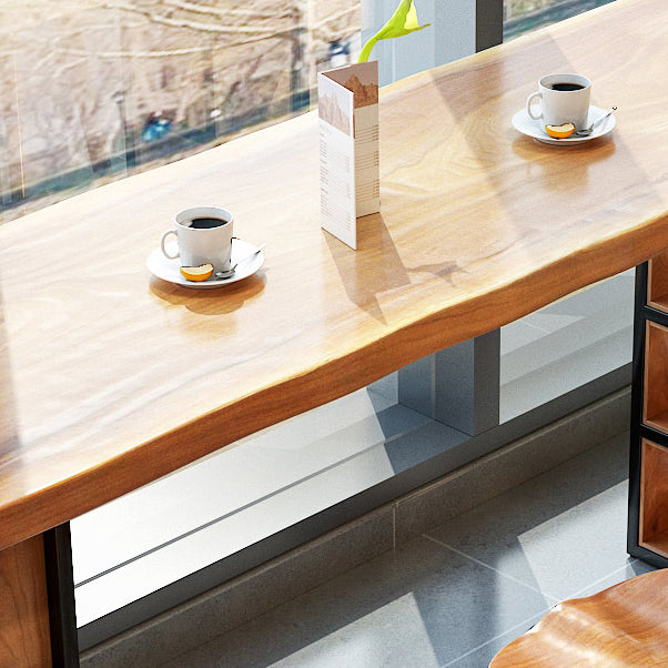 Industrial 1/2/9 Pieces Solid Wood Bar Table Set Fixed Counter Set for Home Use