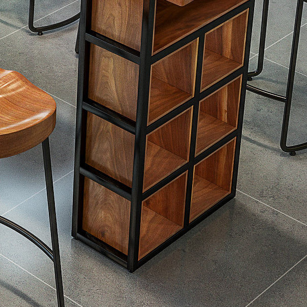 Industrial 1/2/9 Pieces Solid Wood Bar Table Set Fixed Counter Set for Home Use