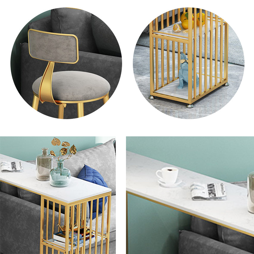 1/3 Pieces Luxurious Rectangular Bar Table Set Artificial Marble Top Pub Table Set