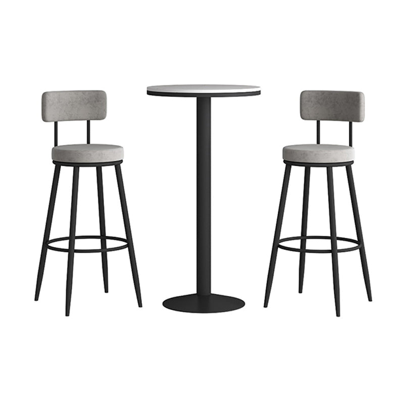 1/2/3 Pieces Round Pub Table Set Modern Stone and Metal Counter Height Set