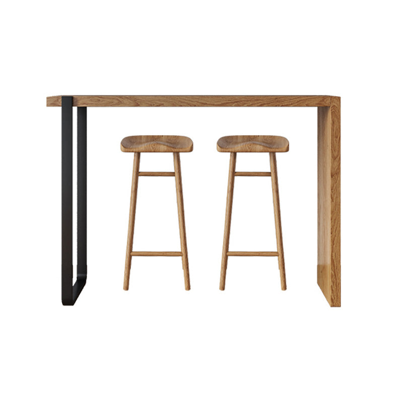 Indoor Rectangular Bar Table Set 1/3 Pcs Solid Wood Bar Table with Backless Bar Stool