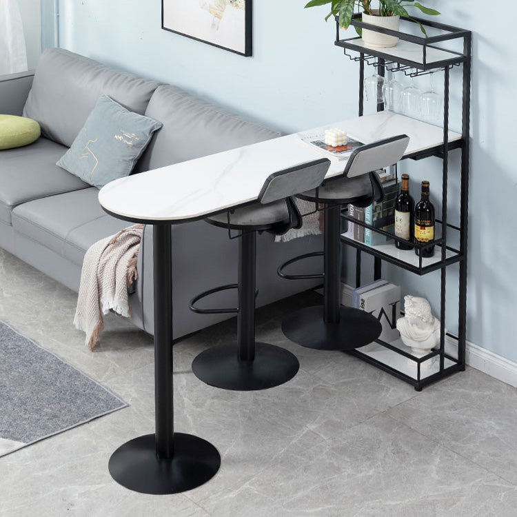 Contemporary Stone Bar Table Set 1/3 Pcs Metal Base Bar Table with Adjustable Stools