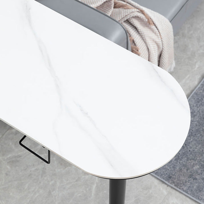 Contemporary Stone Bar Table Set 1/3 Pcs Metal Base Bar Table with Adjustable Stools