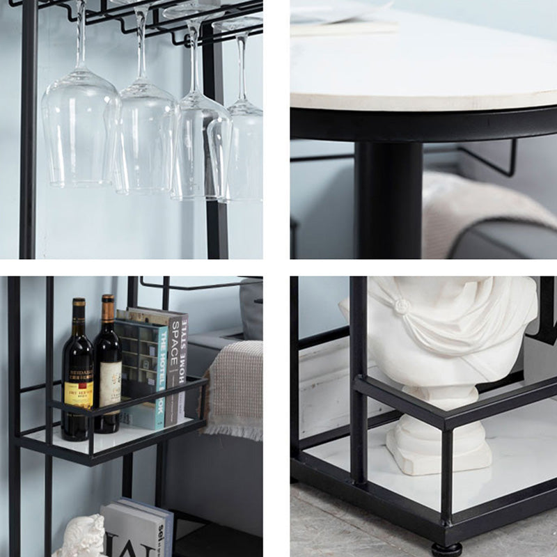 Contemporary Stone Bar Table Set 1/3 Pcs Metal Base Bar Table with Adjustable Stools