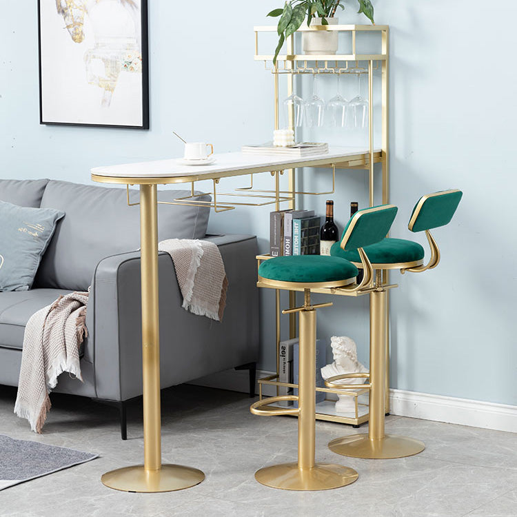 Contemporary Stone Bar Table Set 1/3 Pcs Metal Base Bar Table with Adjustable Stools