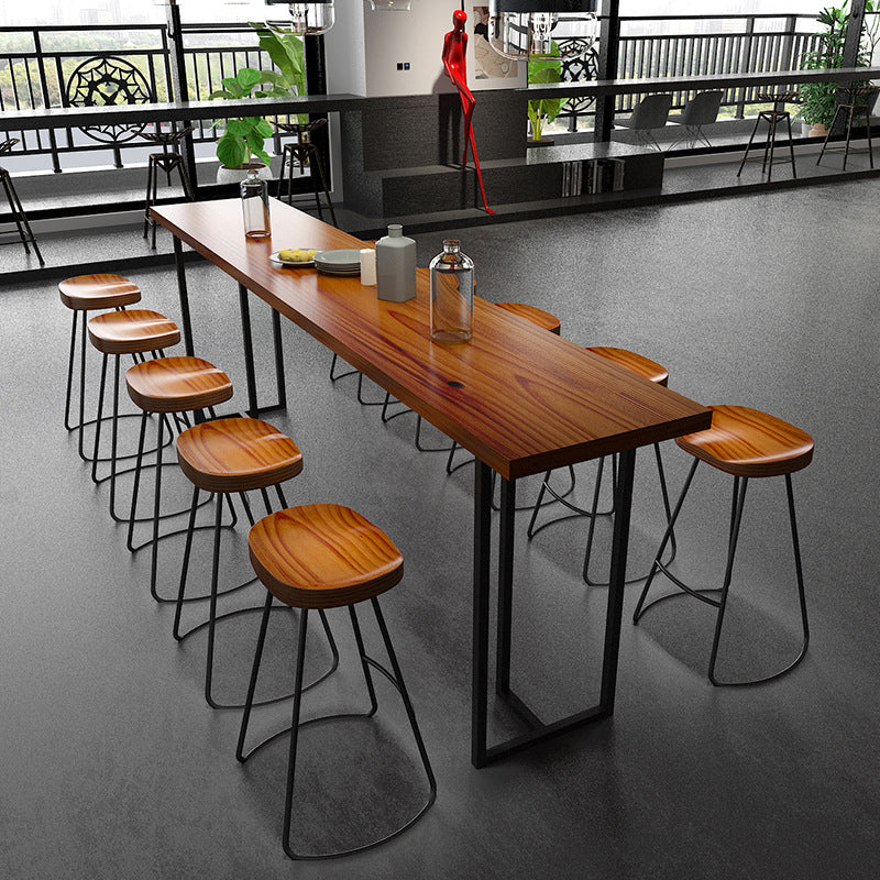 1/11 Pieces Rectangular Bar Table Set Modern Wooden Cafe Table with Foot Bar Stools