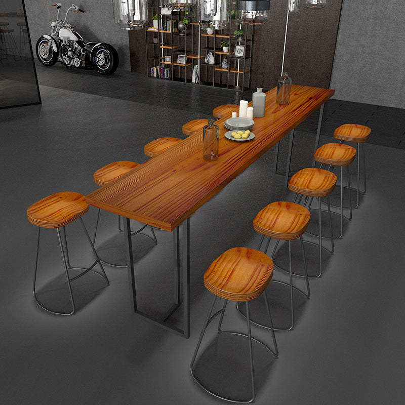 1/11 Pieces Rectangular Bar Table Set Modern Wooden Cafe Table with Foot Bar Stools