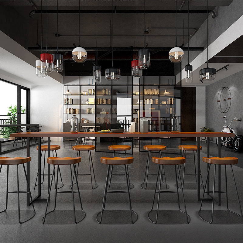 1/11 Pieces Rectangular Bar Table Set Modern Wooden Cafe Table with Foot Bar Stools