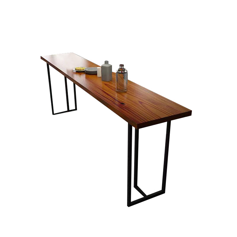 1/11 Pieces Rectangular Bar Table Set Modern Wooden Cafe Table with Foot Bar Stools