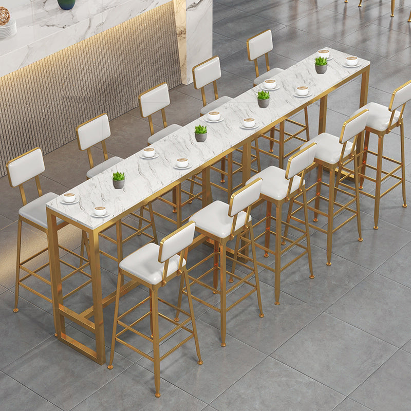 1/7/9/11 Pieces Rectangular Bar Set Gorgeous Style Marble Table with Bar Stools