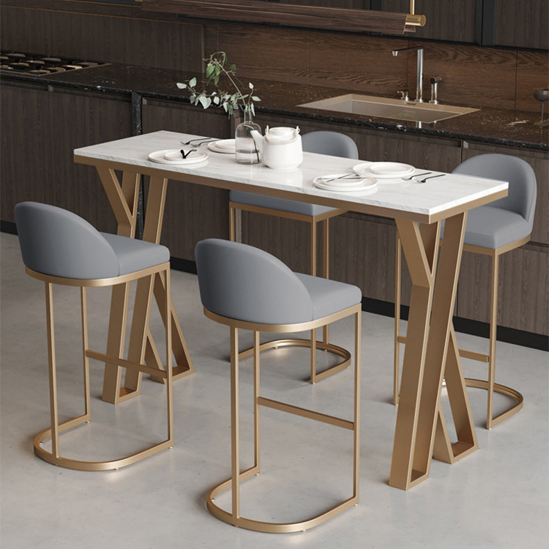 Glam Style Bar Table Set 1/2/5 Pieces Rectangle Bar Table with High Stools for Kitchen