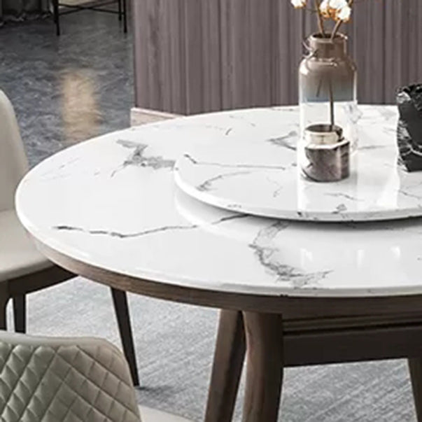 Modern Rotatable Round Table Set 1/4/5/6/7 Pieces Artificial Marble Top Round Table Set