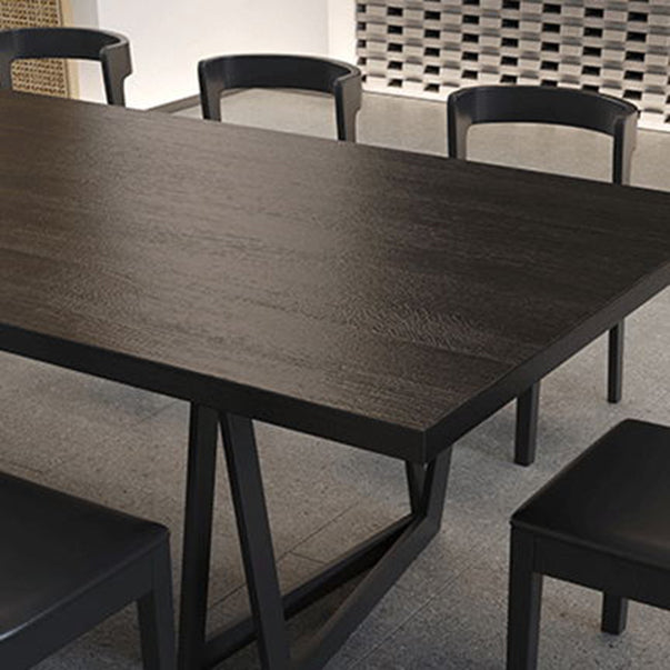 Industrial 1/2/7/9 Pieces Rectangle Dining Set Solid Wood Top Dining Table Set in Black