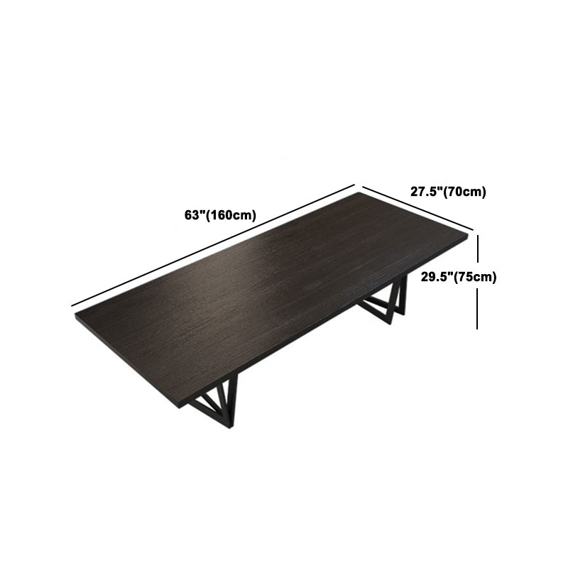 Industrial 1/2/7/9 Pieces Rectangle Dining Set Solid Wood Top Dining Table Set in Black