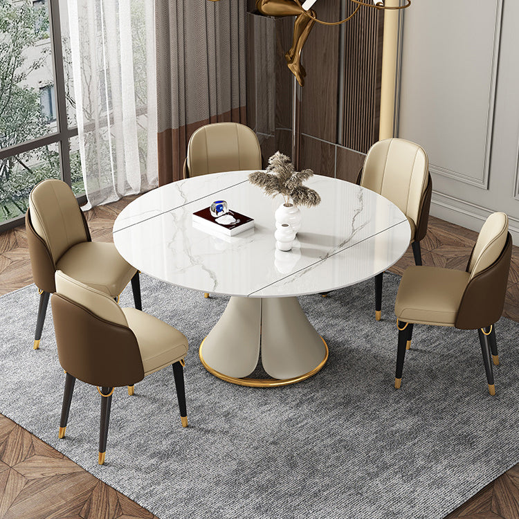 Glam Style Sintered Stone Dining Set Round 1/2/3/5/6/7/9 Pieces Dining Set for Home Use