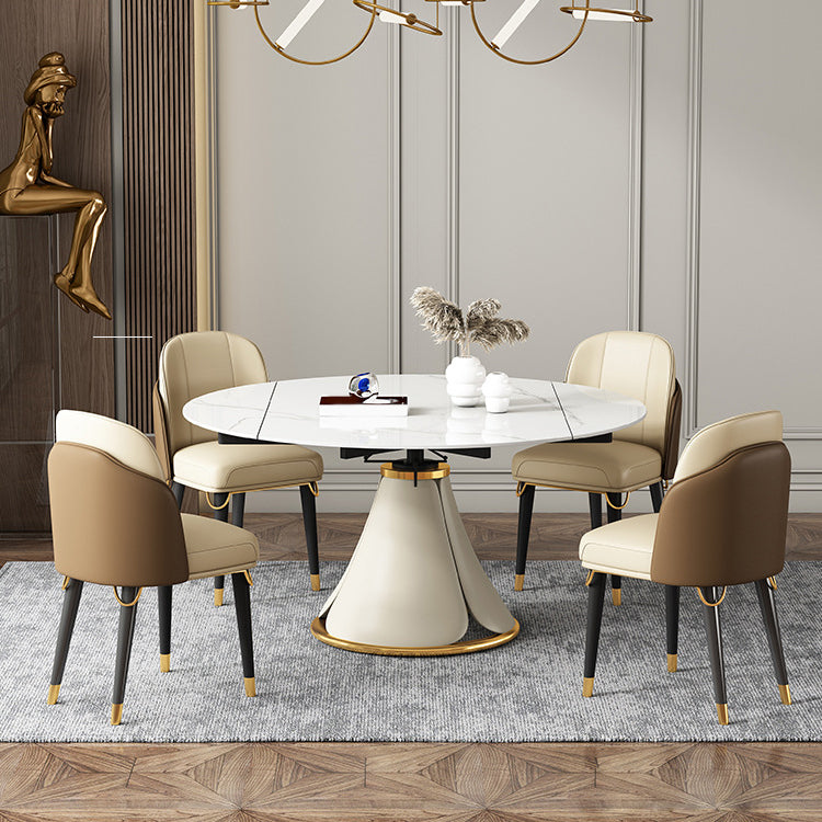 Glam Style Sintered Stone Dining Set Round 1/2/3/5/6/7/9 Pieces Dining Set for Home Use
