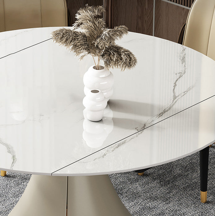 Glam Style Sintered Stone Dining Set Round 1/2/3/5/6/7/9 Pieces Dining Set for Home Use