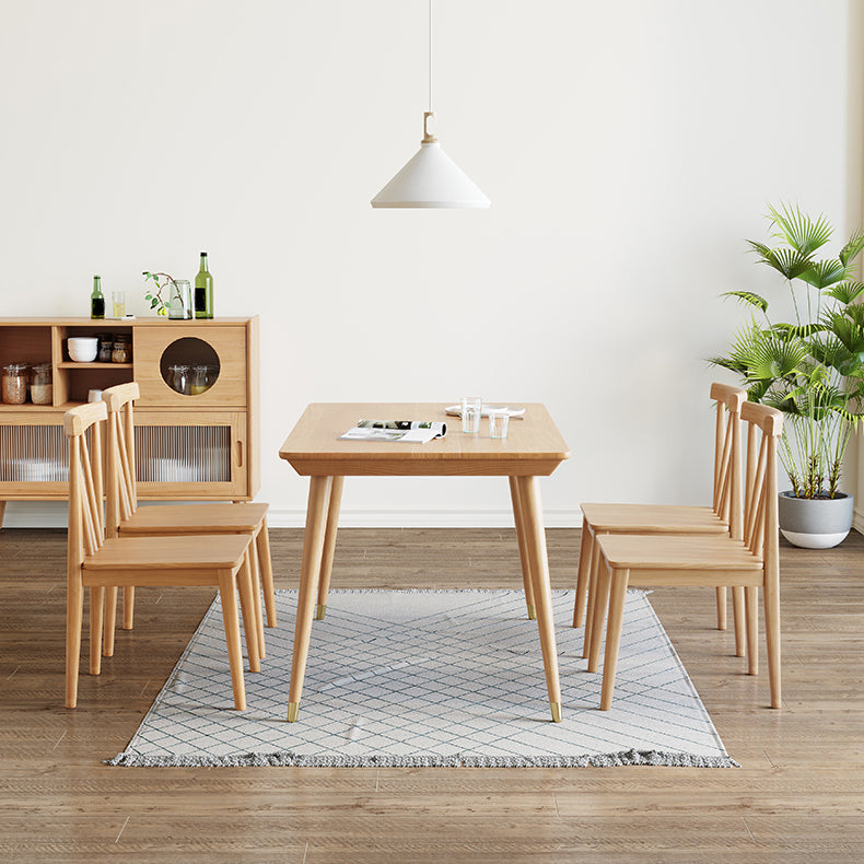 Modern Rectangle Dining Set 1/2/5/7 Pieces Solid Wood Dining Table with Chairs